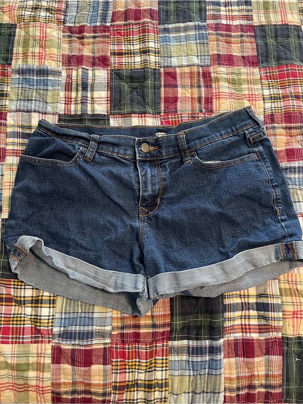 Old Navy Womens Shorts Size 8 Blue Denim Stretch Cuffed Mid Rise EUC